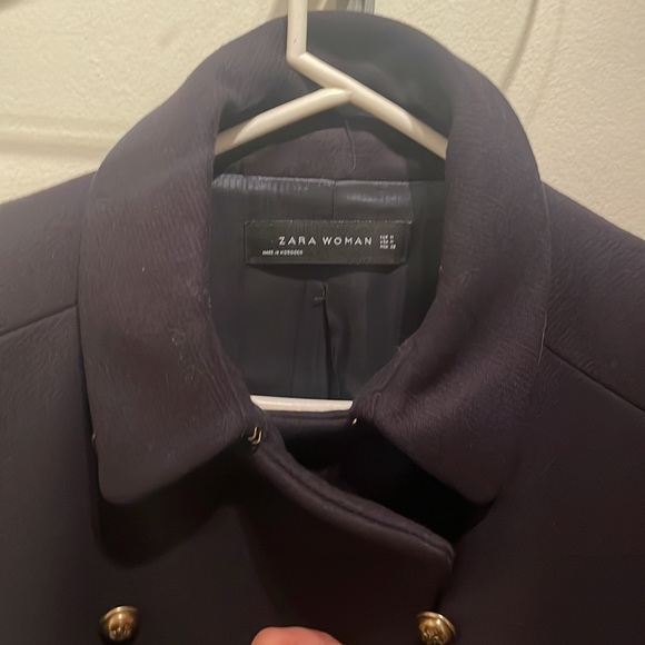 Zara wool coat in medium dark blue - Picture 5 of 16